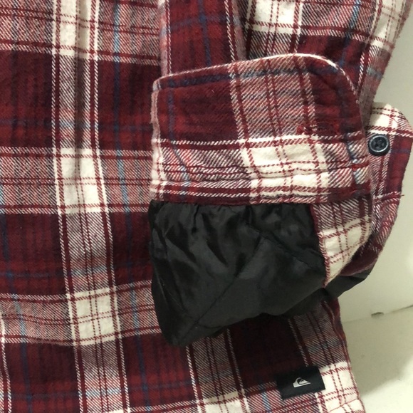 Quicksilver Sherpa Jacket Men 2XL Burgundy Plaid Cotton Polyester Lining Winter - Picture 8 of 12